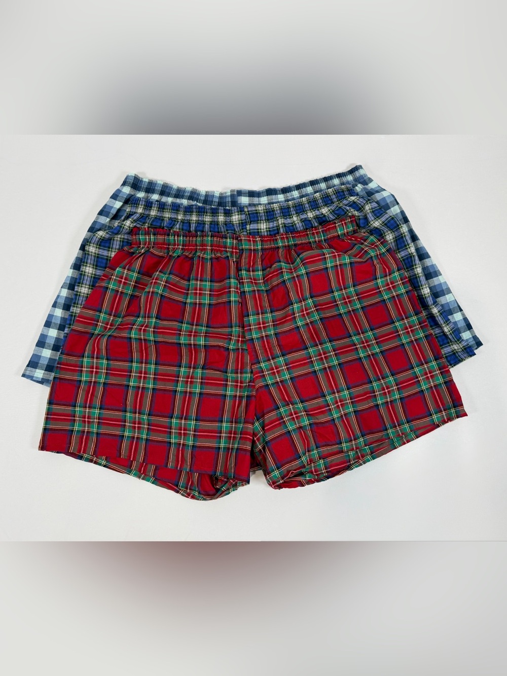 George & Hanes Plaid Boxer Shorts in Red and Blue Set of 3 -Size XL